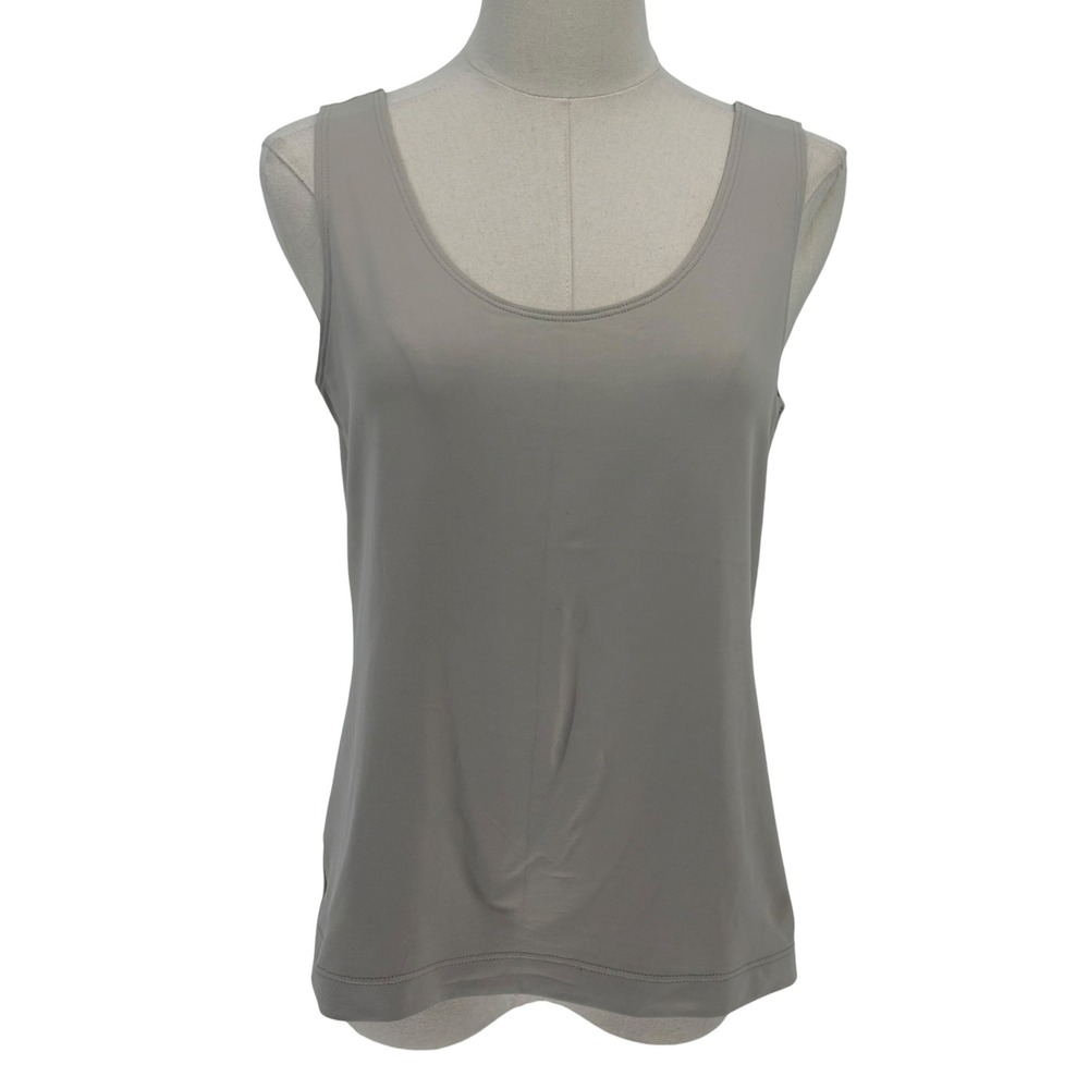 Chico's Tank Top Taupe Gray Sleeveless Scoop Neck Shell Size 1